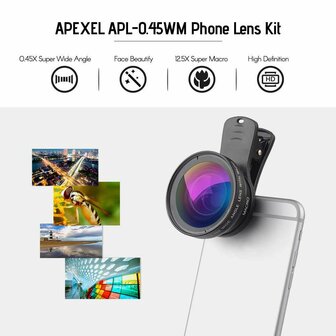 Apexel APL-0.45WM | Wide Angle &amp; Macro Lens