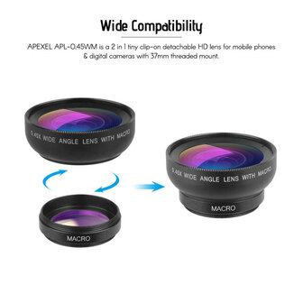 Apexel APL-0.45WM | Wide Angle &amp; Macro Lens