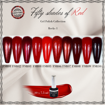 Collectie: Nrs 1 t/m 10 Fifty Shades of Red 9 + 1 GRATIS !