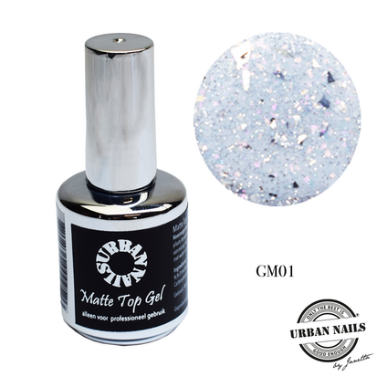 Urban Nails Matte Glitter Topgel GM01