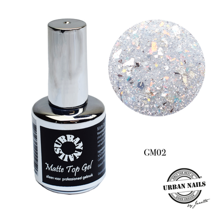 Urban Nails Matte Glitter Topgel GM02