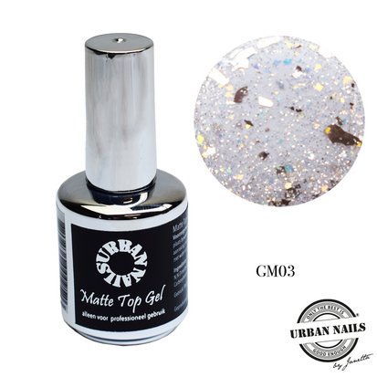 Urban Nails Matte Glitter Topgel GM03