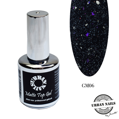 Urban Nails Matte Glitter Topgel GM06