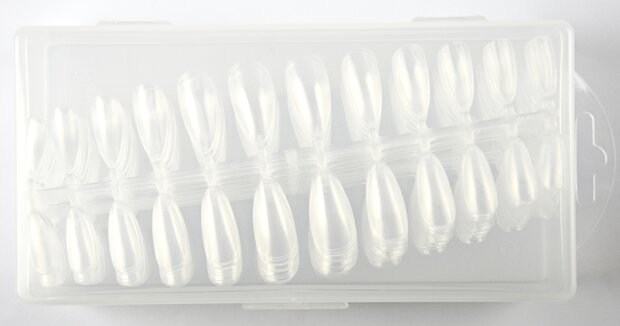 Press-on Almond Clear Tips 72 stuks