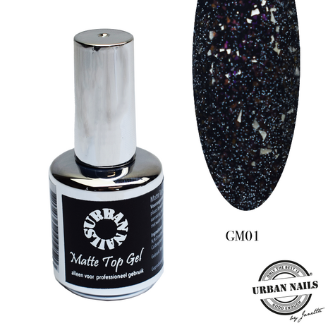 Urban Nails Matte Glitter Topgel GM01