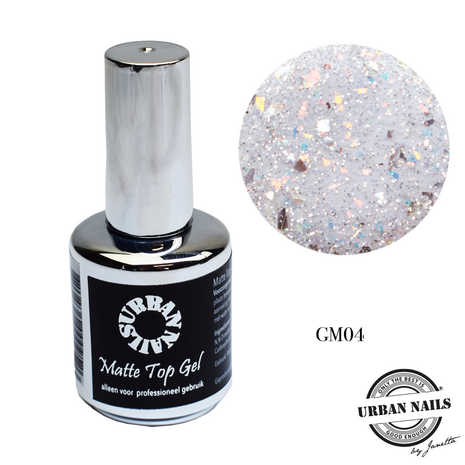 Urban Nails Matte Glitter Topgel GM04