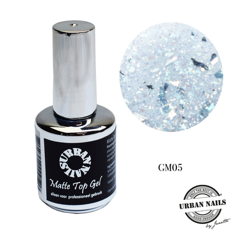 Urban Nails Matte Glitter Topgel GM05