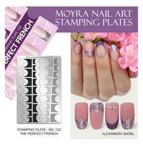 Moyra Stamping Plate 132 - The Perfect French (+GRATIS try-out sheet)